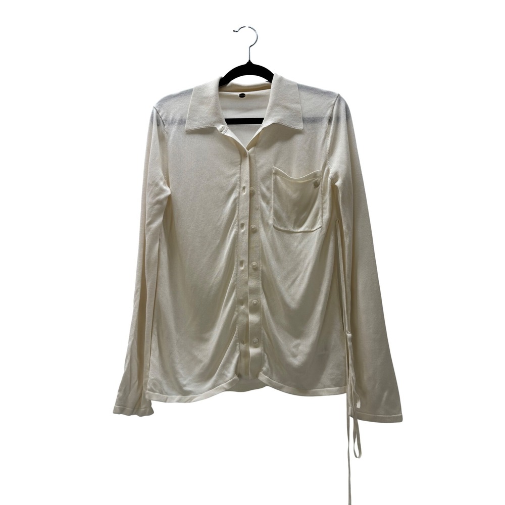 Fray I.D Ivory Knit Button Down Cardigan Sweater One Size